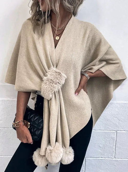 Simona Winter Cape In Beige