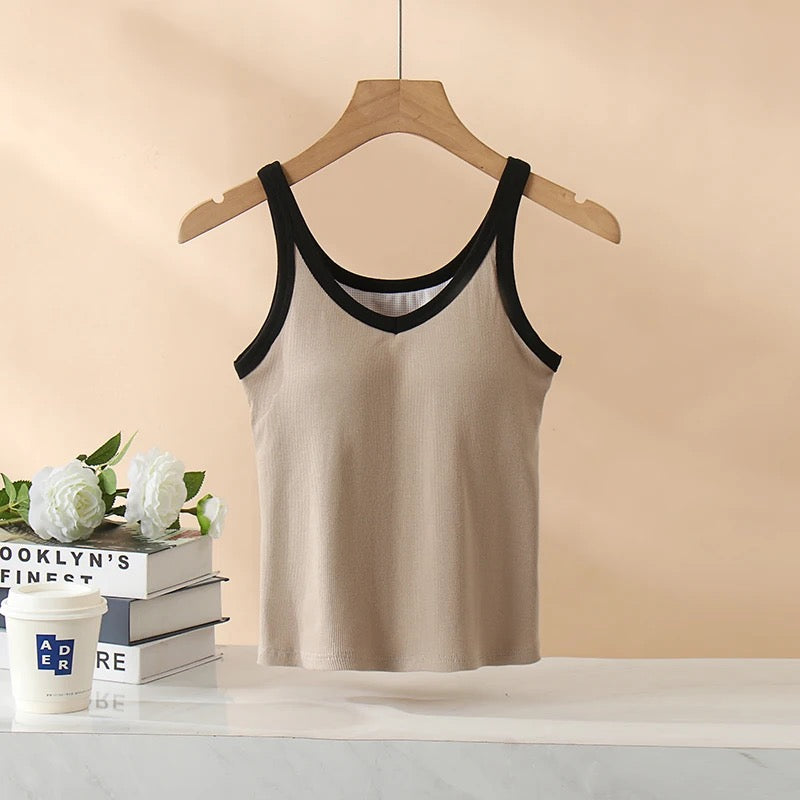 Bagatelle Tank Tops with Inbuilt Bra In Black