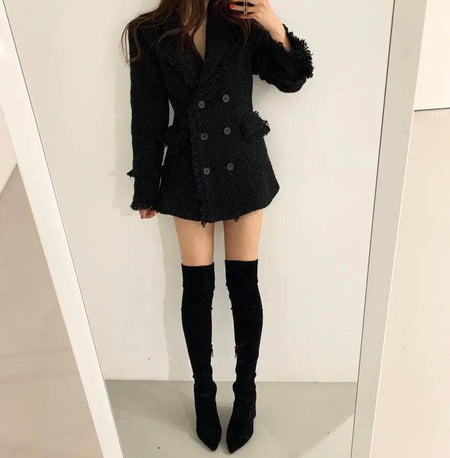 Jamie Tweed 2 Pc Set - Blazer and Skirt In Black