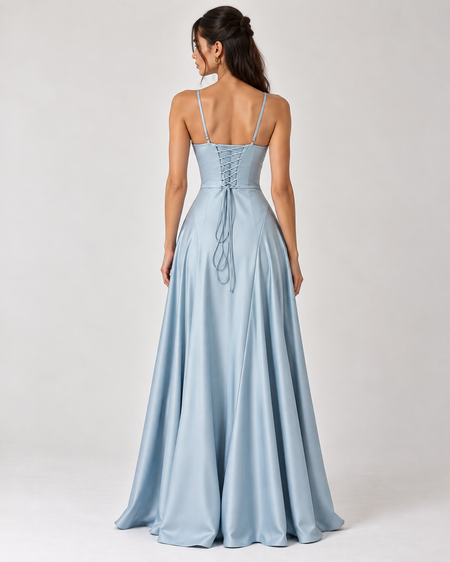 Holly Drop Waist Satin Maxi Dress