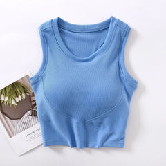 Baco Tank Tops with Inbuilt Bra - flat-lay product shot, blue - Miss Mosa By Akanksha