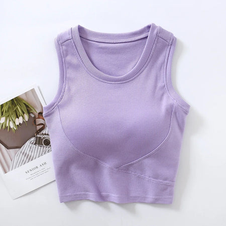 Baco Tank Tops with Inbuilt Bra - flat-lay product shot, purple - Miss Mosa By Akanksha