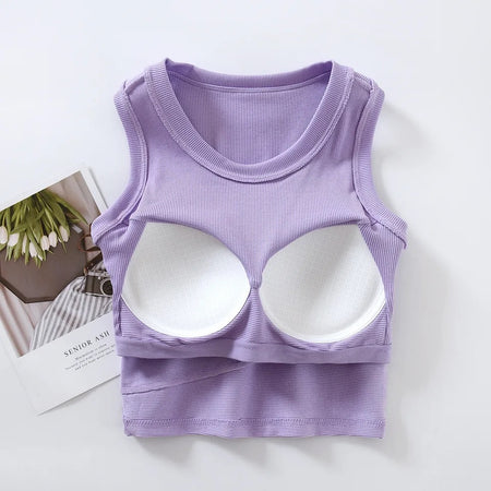 Baco Tank Tops with Inbuilt Bra - flat-lay product shot, purple - Miss Mosa By Akanksha