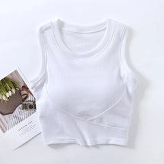 Baco Tank Tops with Inbuilt Bra - flat-lay product shot, white - Miss Mosa By Akanksha