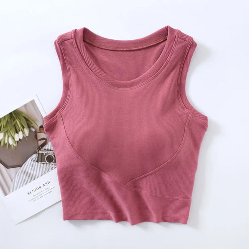 Baco Tank Tops with Inbuilt Bra In Pink