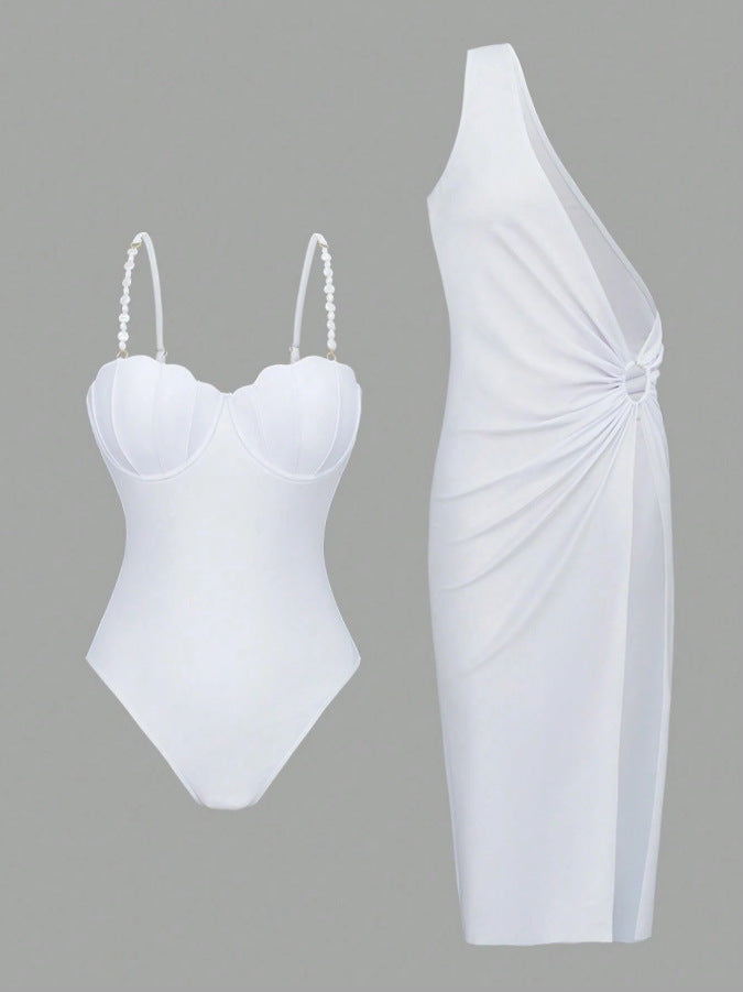 新品⭐︎ whipbunny Tulle ribbon Swim wear Buy Bahia 1Pc Swimsuit With Coverup