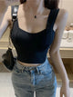 Basco Seamless Tank Tops with Inbuilt Bra - front shot on model, black - Miss Mosa By Akanksha