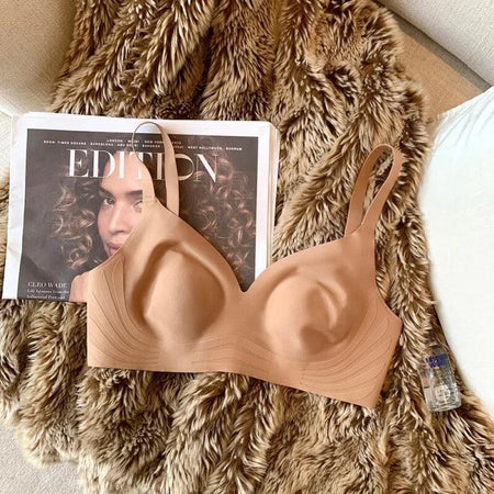 Bastos Seamless Bralettes - flat-lay product shot, tan - Miss Mosa By Akanksha
