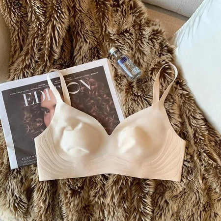 Bastos Seamless Bralettes - flat-lay product shot, beige - Miss Mosa By Akanksha