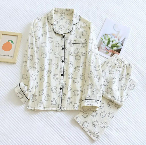 Becca Cotton Crepe Nightsuit In Off-White