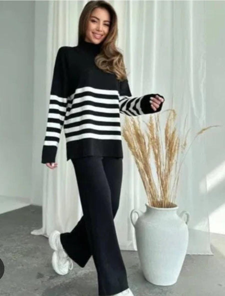 Becca Premium Winter Coords - Tracksuits - full-length front shot on model, black and white - Miss Mosa By Akanksha