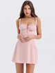 Beccy Summer Lace Up Holiday Dress - front shot on model, pink - Miss Mosa By Akanksha