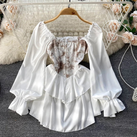 Beemer Statement Laceup Dress - front shot on hanger, white - Miss Mosa By Akanksha