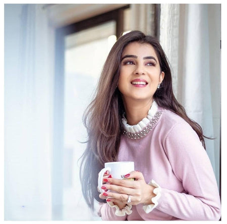 Bella Bella Luxury Sweater - lifestyle shot on model, pink - Miss Mosa By Akanksha