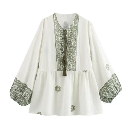 Bella Cotton Summer Top In Off-White - front flat-lay product shot - Miss Mosa By Akanksha