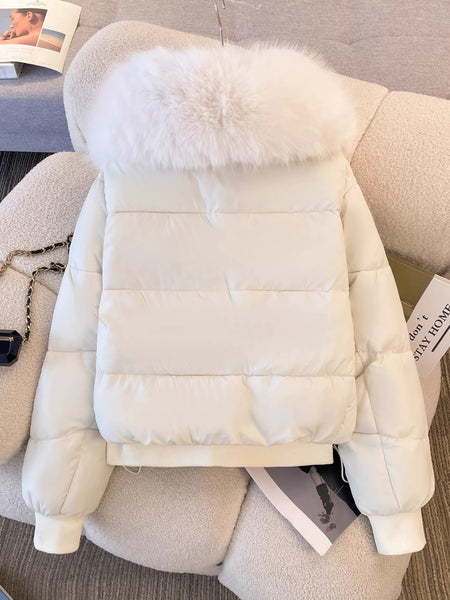Bellamy Warm Parka Jacket with Fur - close-up of zip and drawstring, black - Miss Mosa By Akanksha