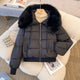 Bellamy Warm Parka Jacket with Fur - flat-lay shot with fur hood, black - Miss Mosa By Akanksha