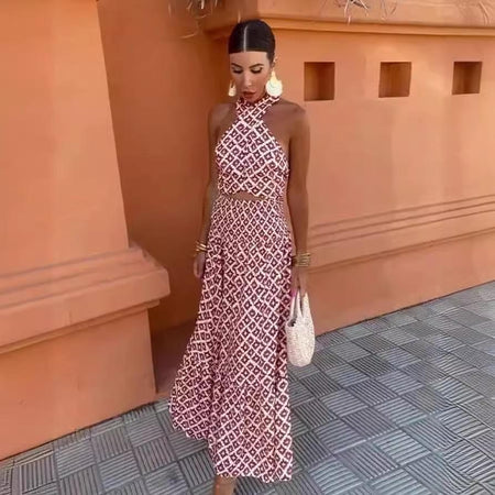 Bellara Printed Summer Coord Set In Rust - front shot on model - Miss Mosa By Akanksha