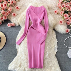 Bellery Statement Knit Dress - styled flat-lay shot, pink - Miss Mosa By Akanksha