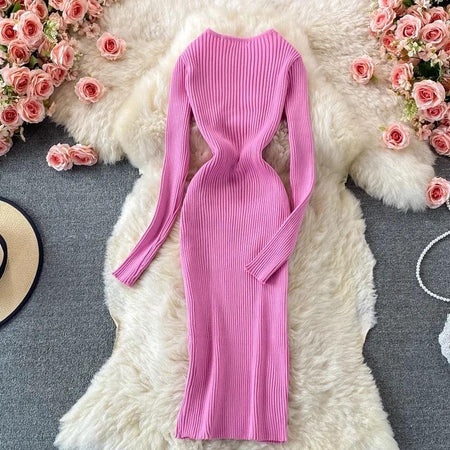 Bellery Statement Knit Dress - styled flat-lay shot, pink - Miss Mosa By Akanksha