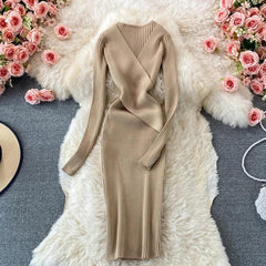 Bellery Statement Knit Dress - styled flat-lay shot, beige - Miss Mosa By Akanksha