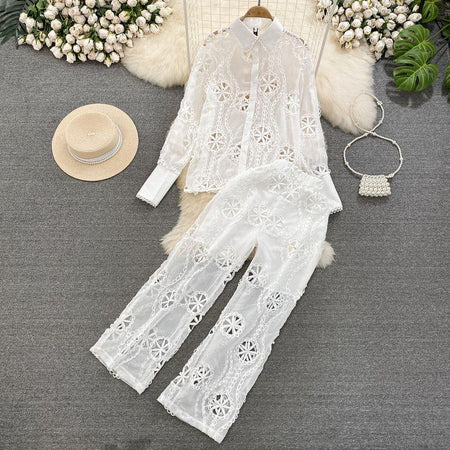 Belleza Summer Coord Set in White - styled flat-lay shot, white - Miss Mosa By Akanksha