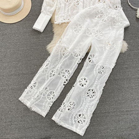 Belleza Summer Coord Set in White - styled flat-lay shot, white - Miss Mosa By Akanksha