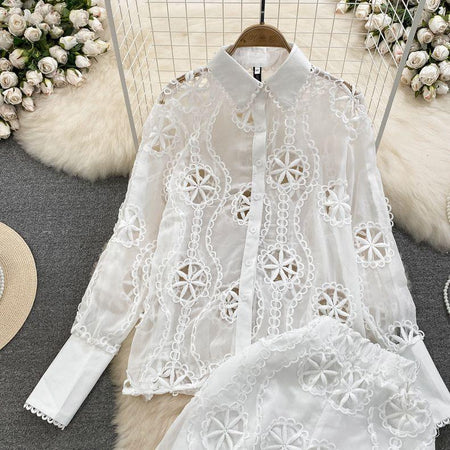 Belleza Summer Coord Set in White - styled flat-lay shot, white - Miss Mosa By Akanksha