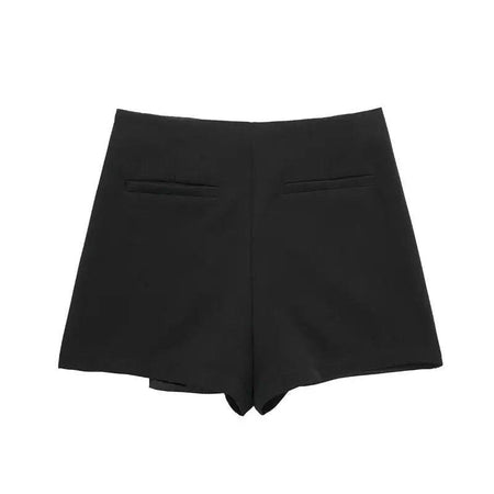 Benoite Skorts - back shot on hanger, black - Miss Mosa By Akanksha