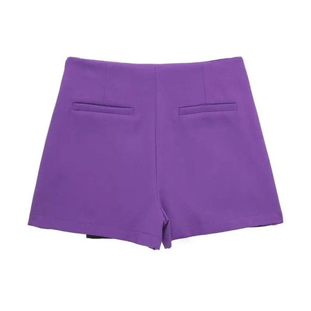 Benoite Skorts - back shot on hanger, purple - Miss Mosa By Akanksha