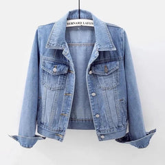Bernard Classic Denim Jacket - front shot on hanger, light blue - Miss Mosa By Akanksha