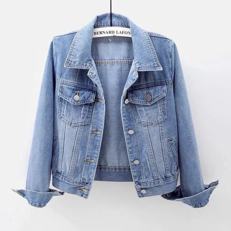 Bernard Classic Denim Jacket - front shot on hanger, light blue - Miss Mosa By Akanksha