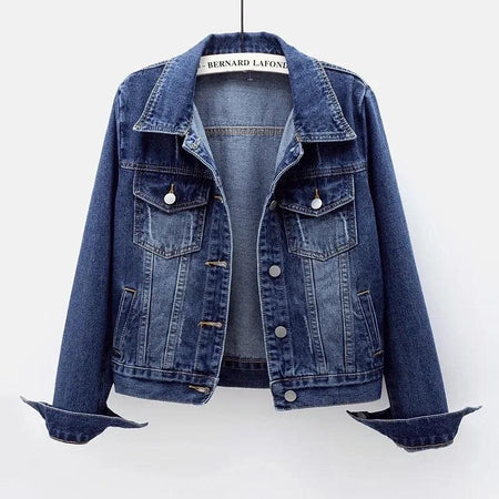 Bernard Classic Denim Jacket - front shot on hanger, blue - Miss Mosa By Akanksha