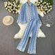 Berry Statement Summer Coord Set In Blue - flat-lay product shot of the embroidered coord set - Miss Mosa By Akanksha