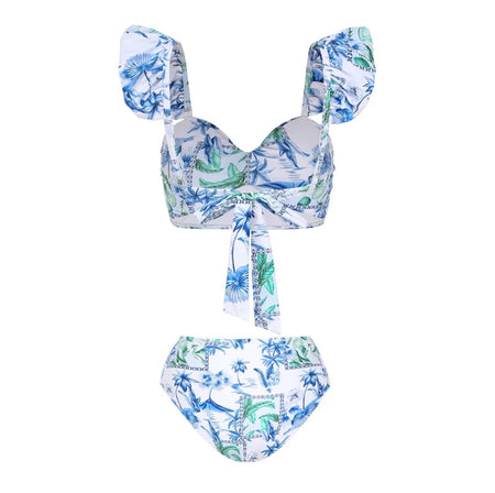 Bianca Swimwear Bikini With Pants Cover Up In Blue - flat-lay shot of bikini set - Miss Mosa By Akanksha