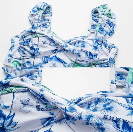 Bianca Swimwear Bikini With Pants Cover Up In Blue - flat-lay close-up of bikini top - Miss Mosa By Akanksha