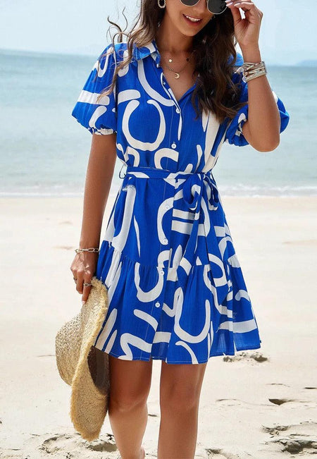 Bitsy Breezy Summer Dress in Blue - front shot on model, blue - Miss Mosa By Akanksha