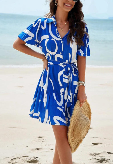 Bitsy Breezy Summer Dress in Blue - front shot on model, blue - Miss Mosa By Akanksha