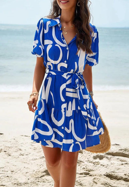 Bitsy Breezy Summer Dress in Blue - front shot on model, blue - Miss Mosa By Akanksha
