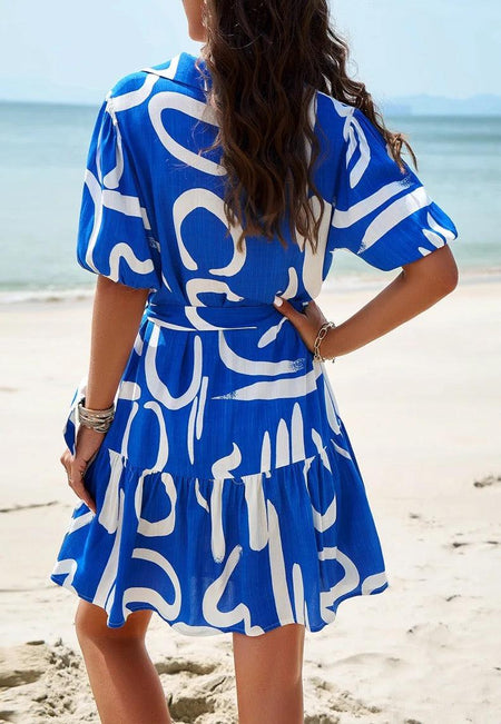 Bitsy Breezy Summer Dress in Blue - back shot on model, blue - Miss Mosa By Akanksha