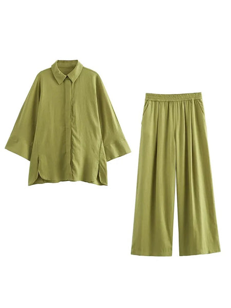 Bizo Summer 2 Pc Coord Set in Green - flat-lay product shot, green - Miss Mosa By Akanksha