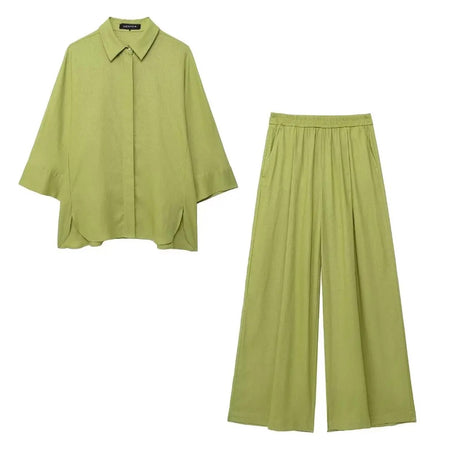 Bizo Summer 2 Pc Coord Set in Green - flat-lay product shot, green - Miss Mosa By Akanksha
