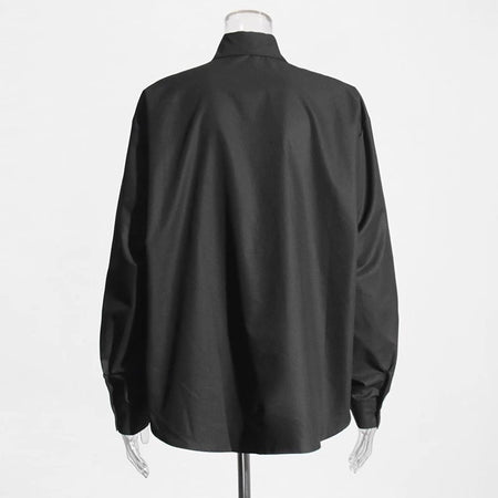 Bjorn Embellished Oversized Shirt In Black - back shot on mannequin - Miss Mosa By Akanksha