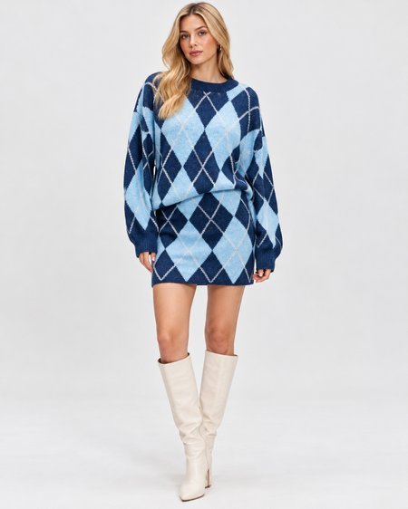 Hydra Argyle Soft Coord Mini Skirt Set