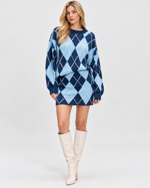 Hydra Argyle Soft Coord Mini Skirt Set