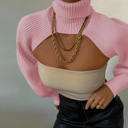 Blush Statement Cape Sweater In Pink - front shot on model, pink - Miss Mosa By Akanksha