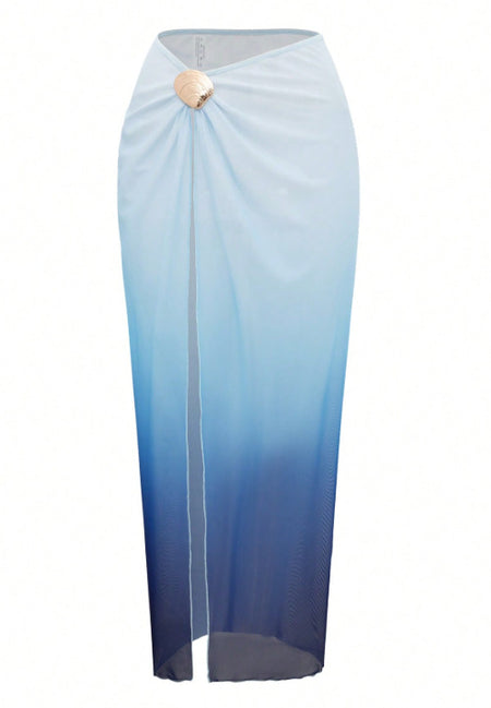 Bondi Swimsuit With Skirt - flat-lay skirt shot, blue ombre - Miss Mosa By Akanksha
