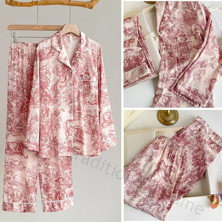 Bosco Premium Satin Nightsuit - flat-lay shot of nightsuit set, pink and white - Miss Mosa By Akanksha