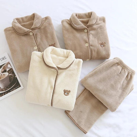 Branny Winter Warm Nightsuit - styled flat-lay shot, beige - Miss Mosa By Akanksha