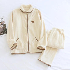 Branny Winter Warm Nightsuit - flat-lay product shot, cream - Miss Mosa By Akanksha